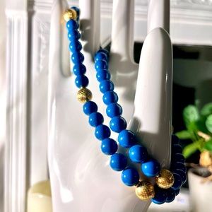 Vintage Napier Blue and Gold Beaded Necklace